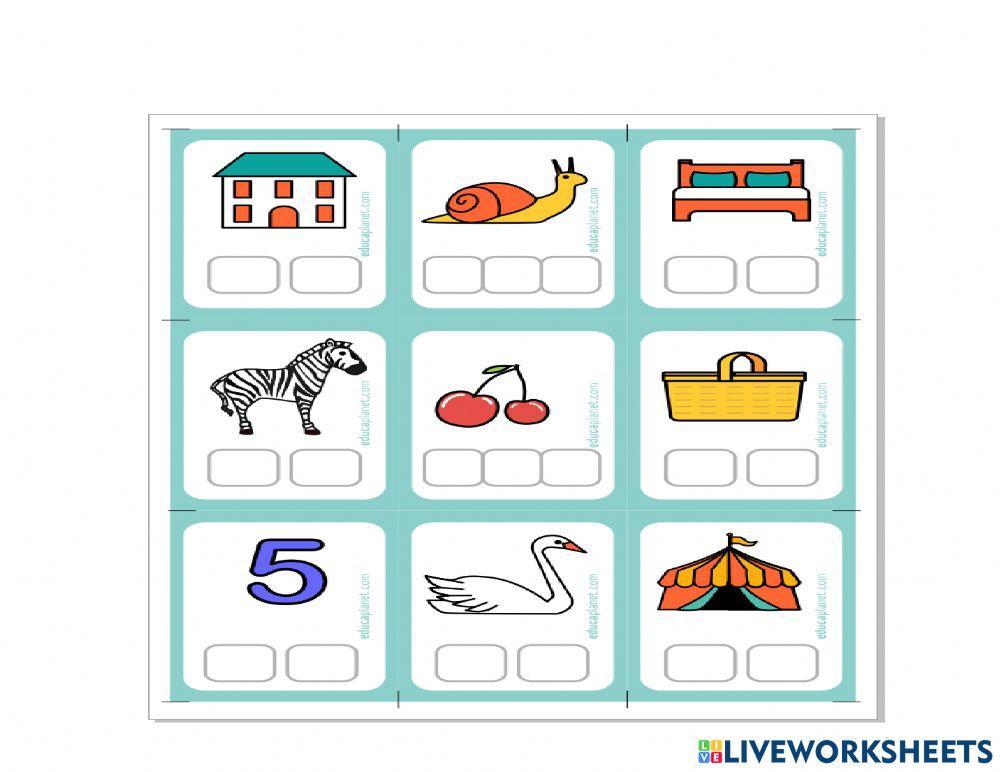 Fichas de la silaba ca,ce,ci,co,cu