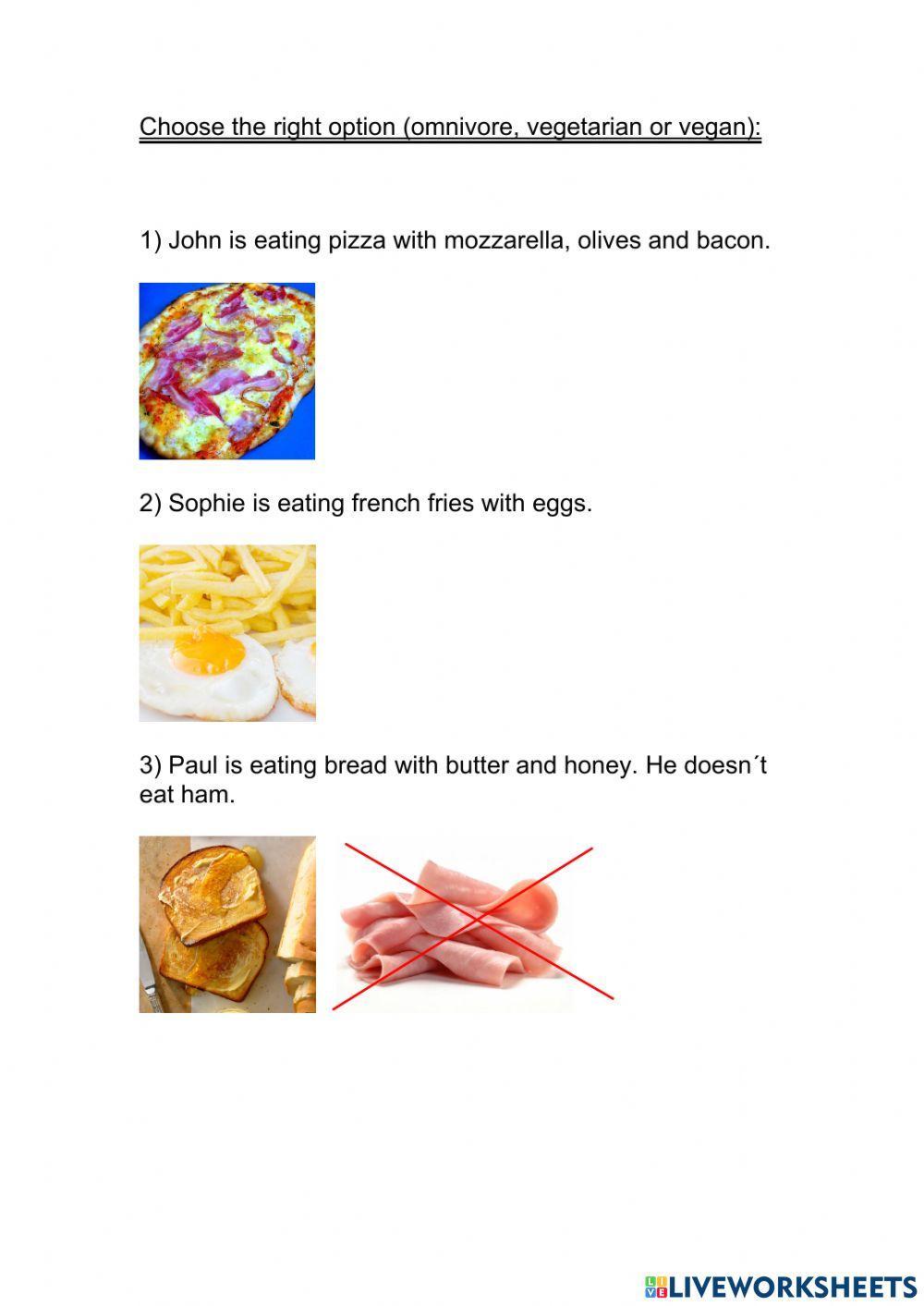 Omnivores, vegetarians and vegans