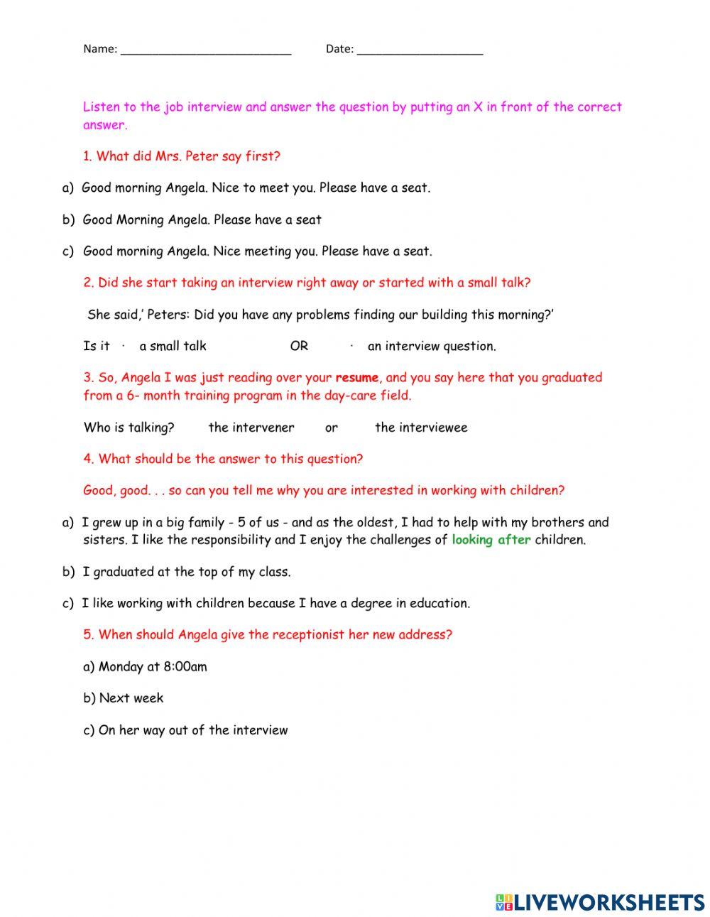 Listening job interview