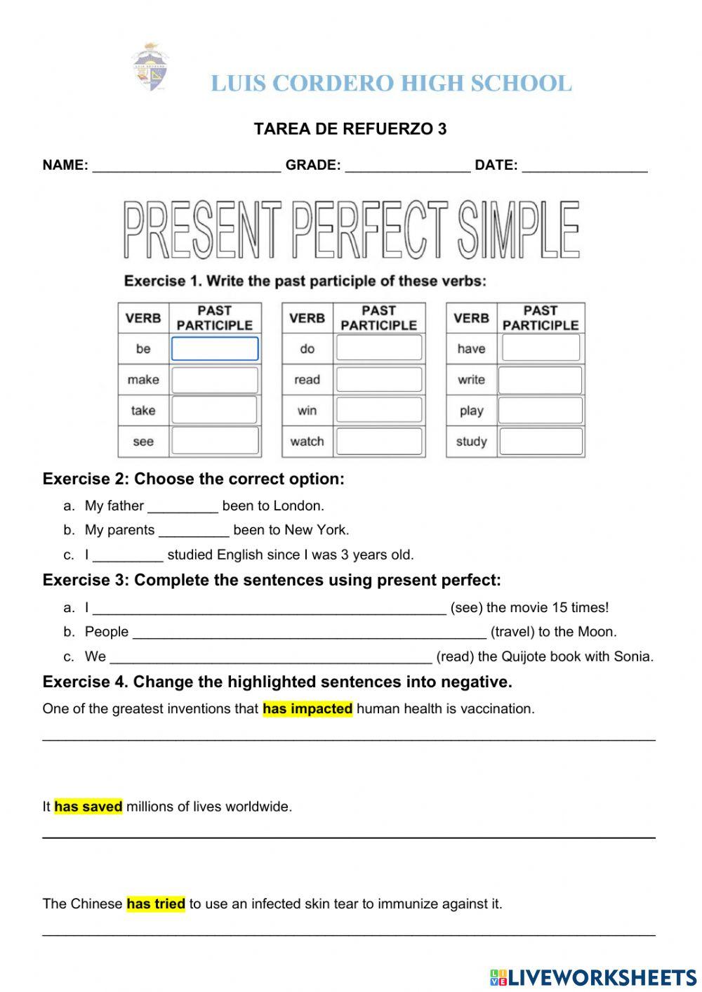 Present Perfect Simple