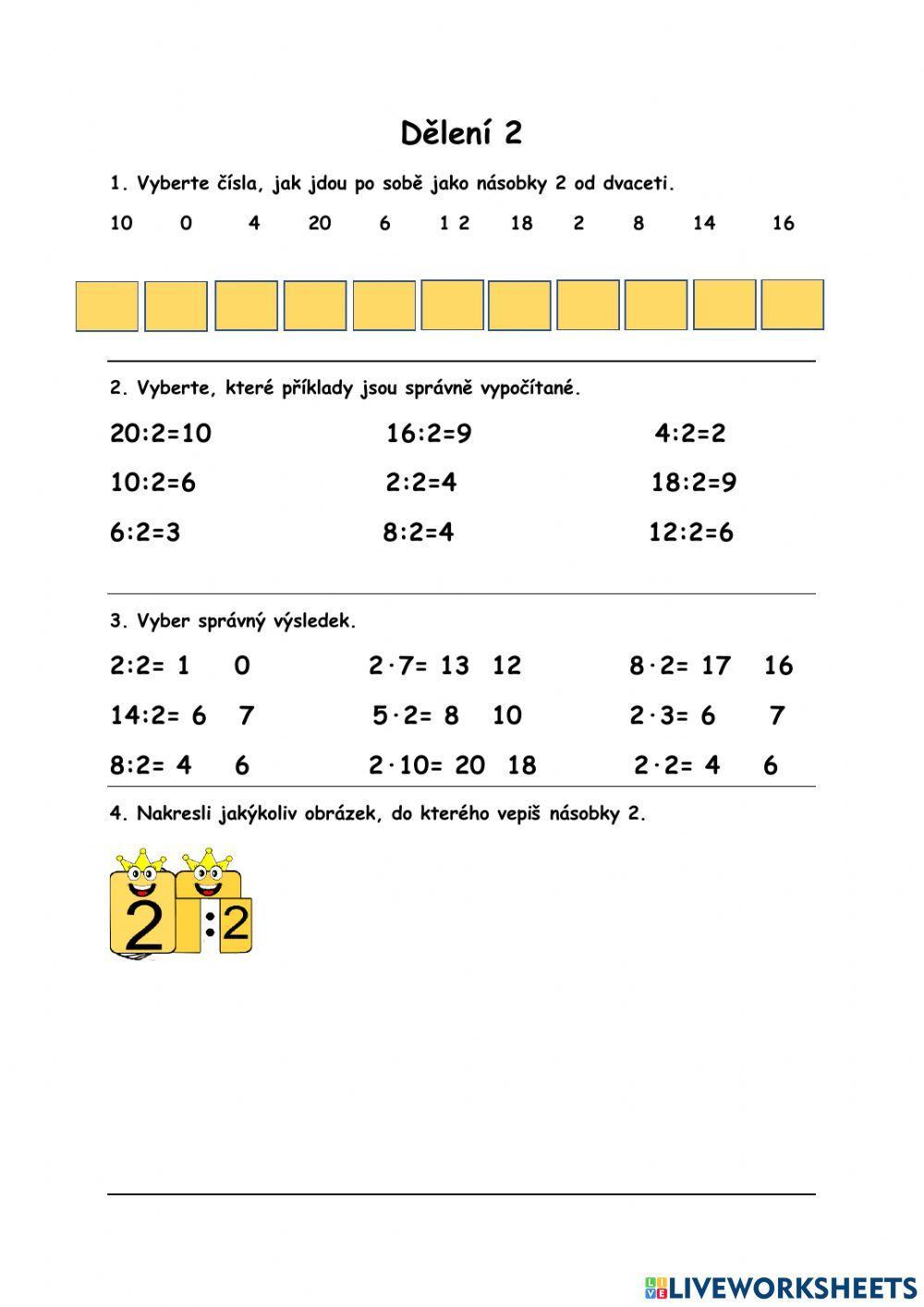 Pracovní list - násobení a dělení 2