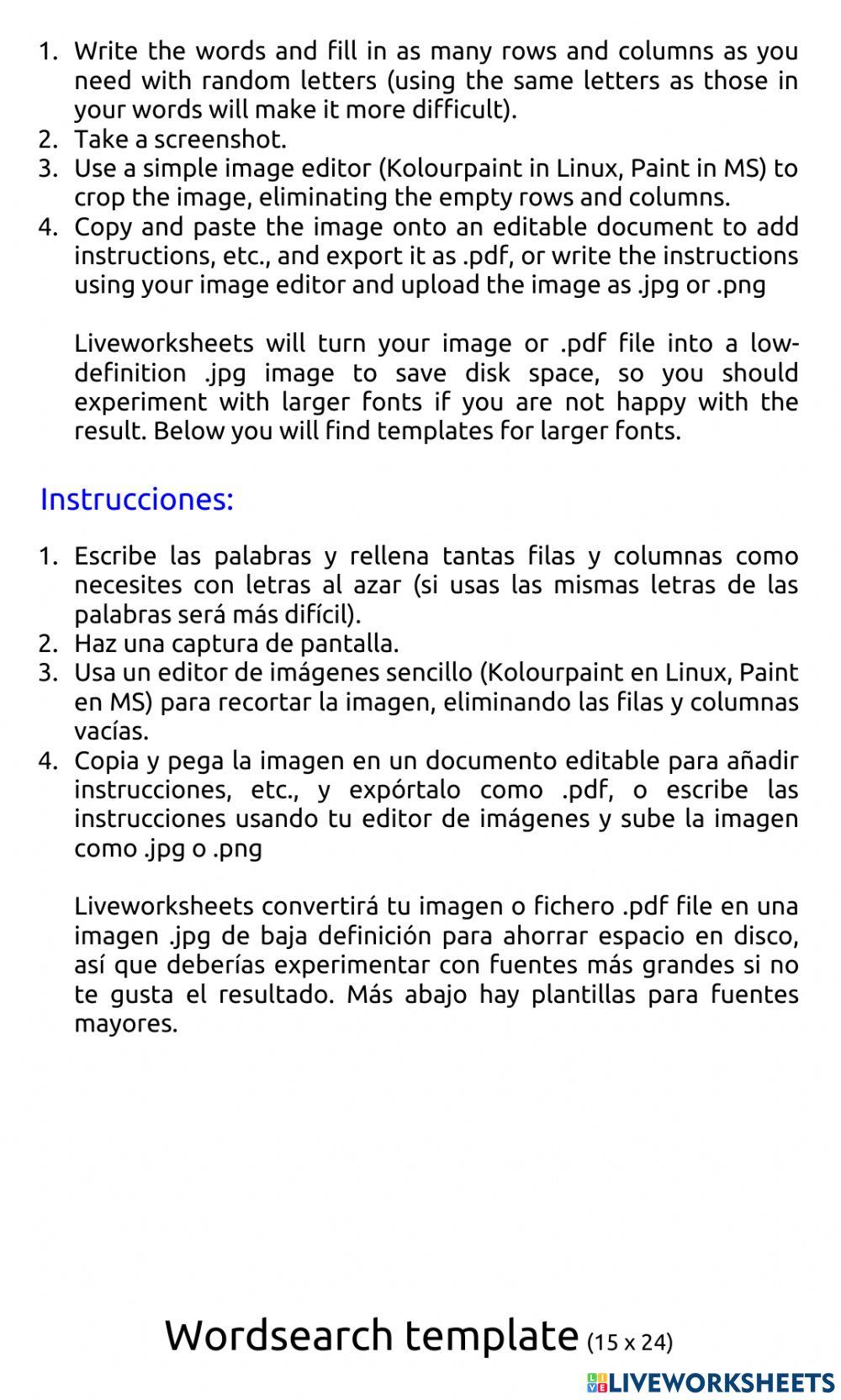Help ayuda wordsearch sopa de letras