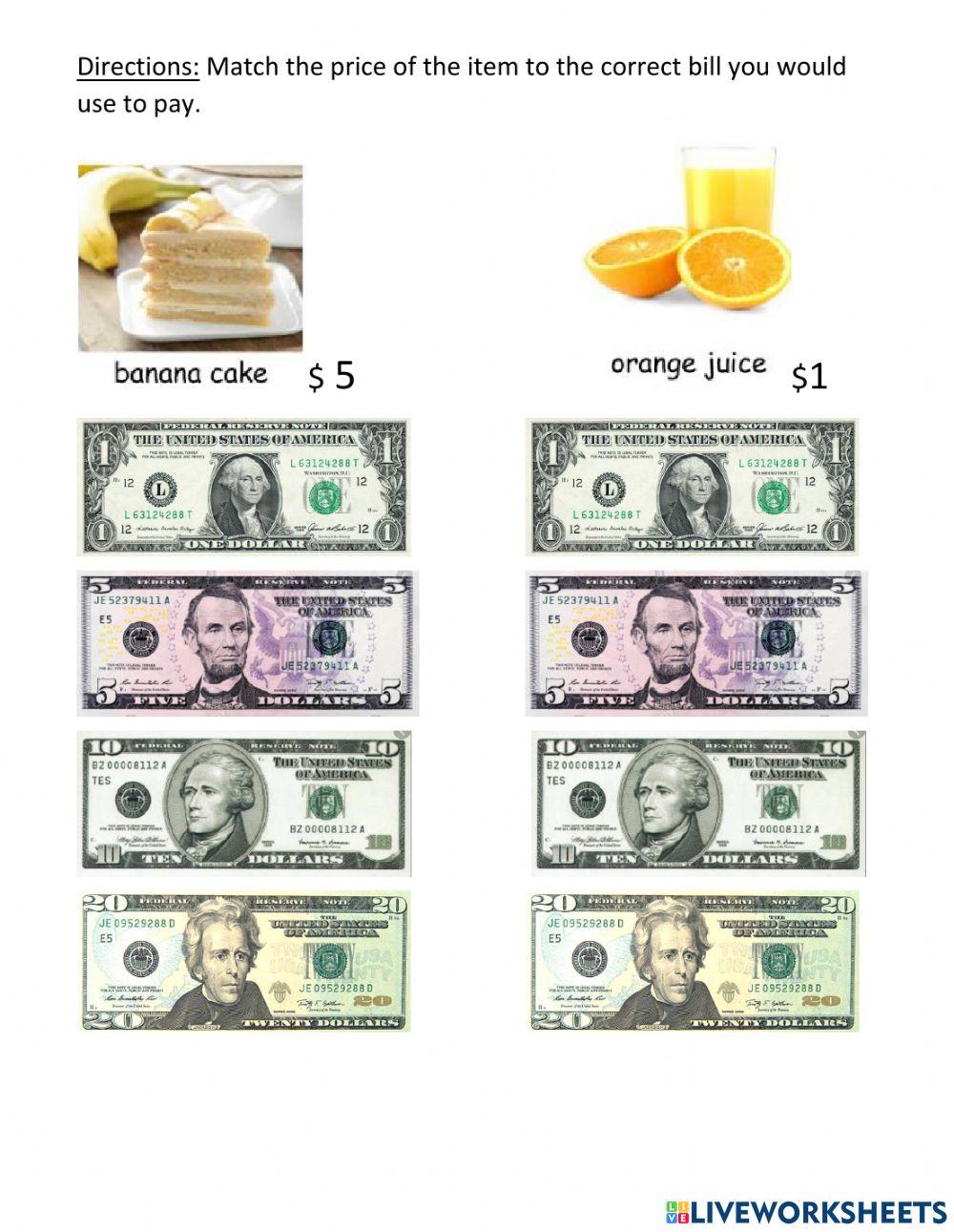 Match bill to p Free Interactive Worksheets 979856