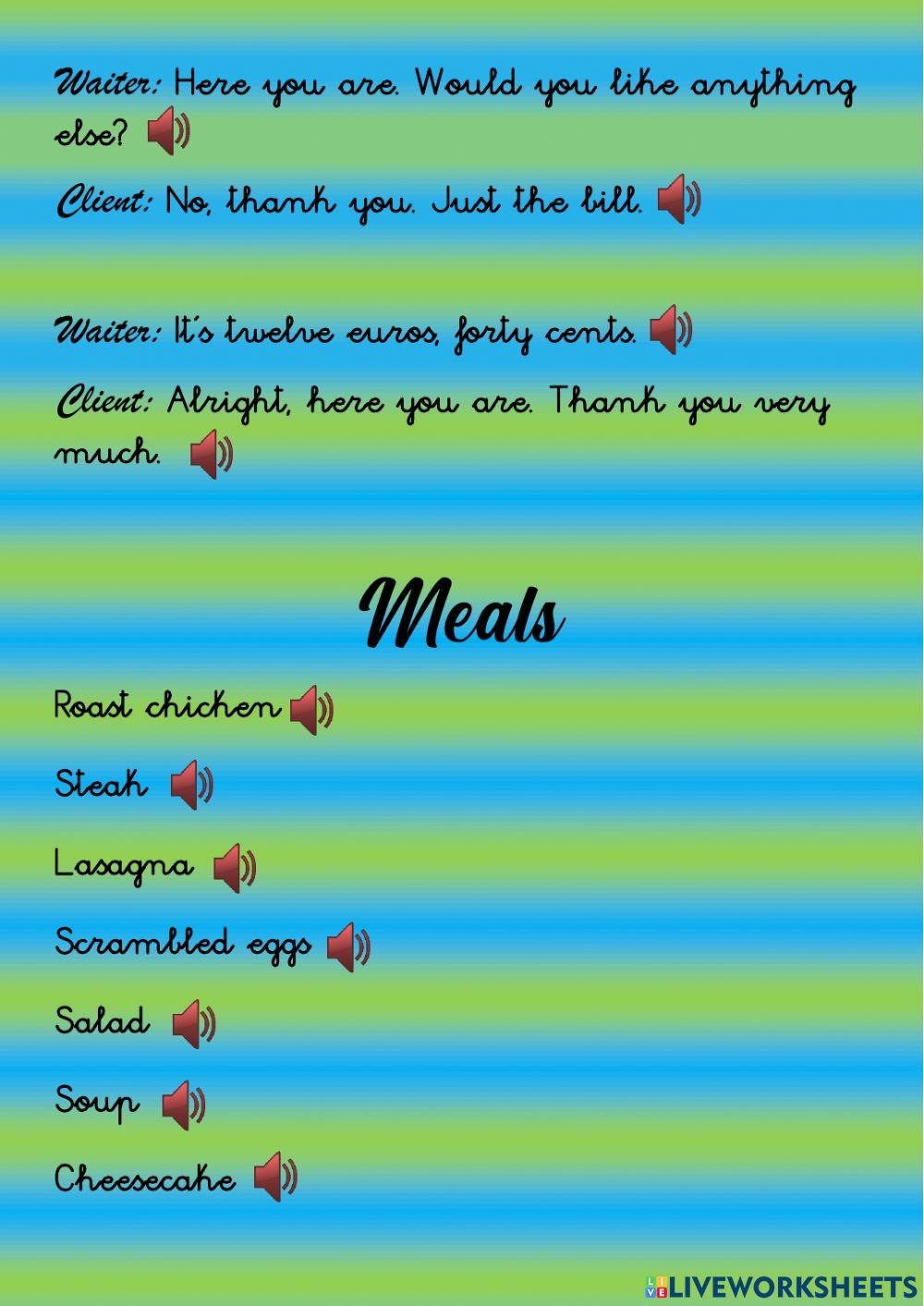 4º - Role play restaurant