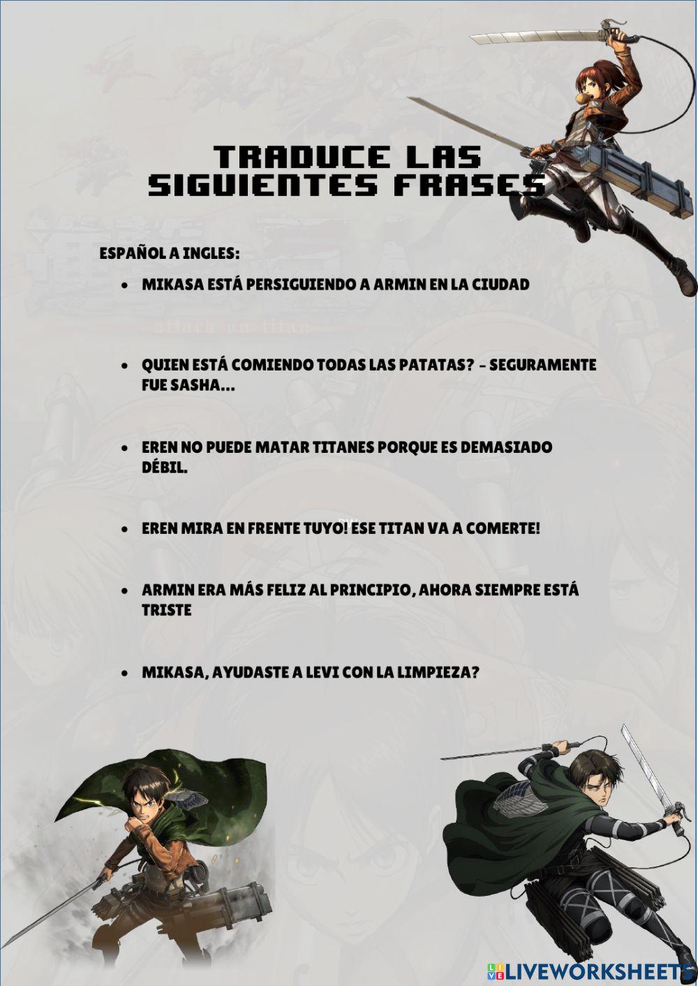 Traduccion Español inglés Frases ATTACK ON TITAN