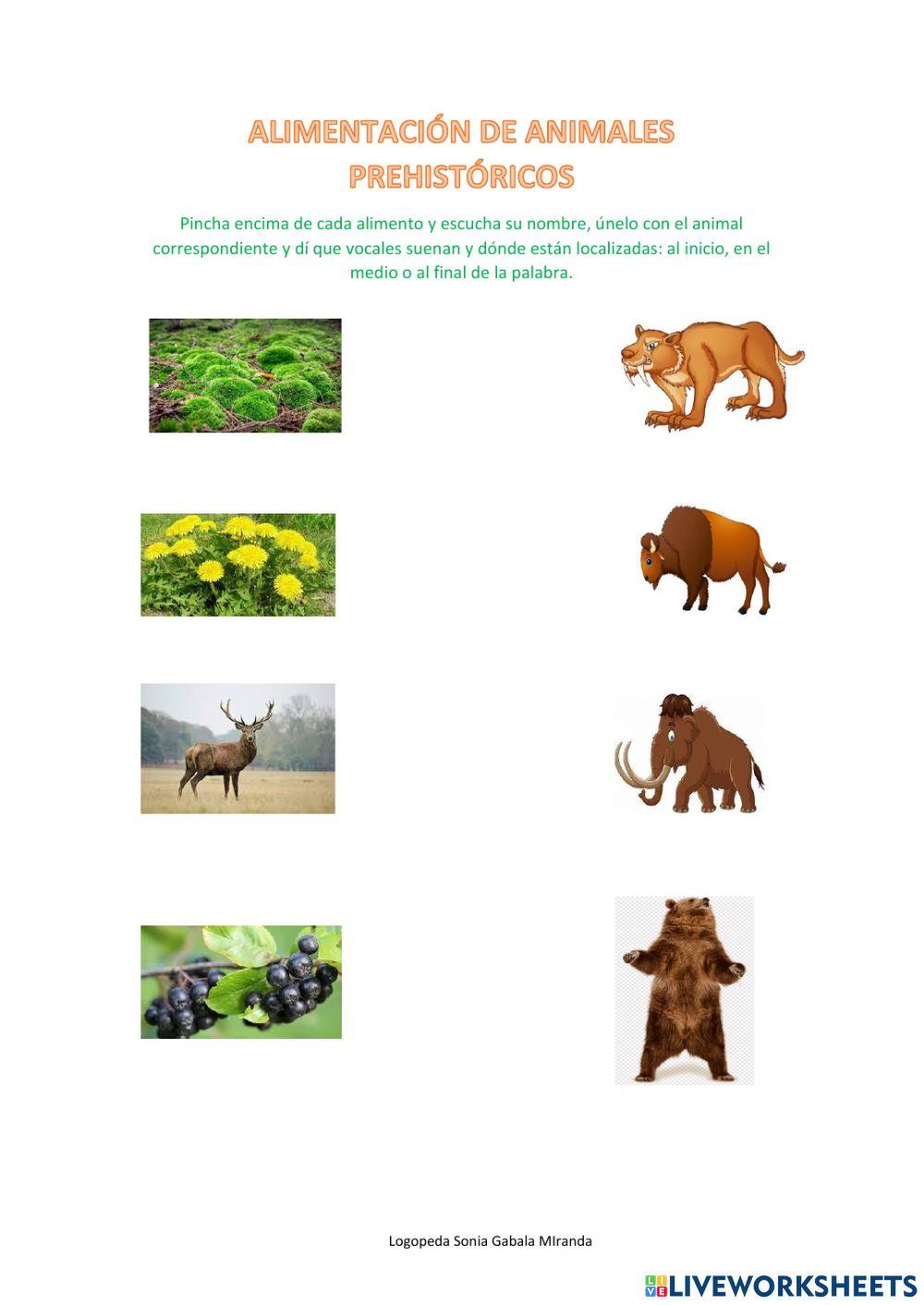Animales prehistóricos y las vocales