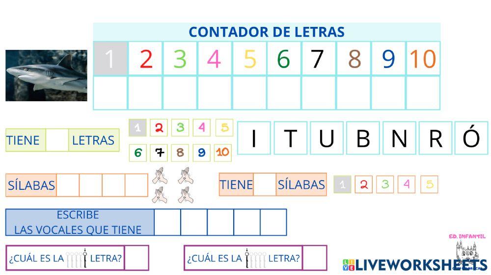 Contador de letras: TIBURÓN