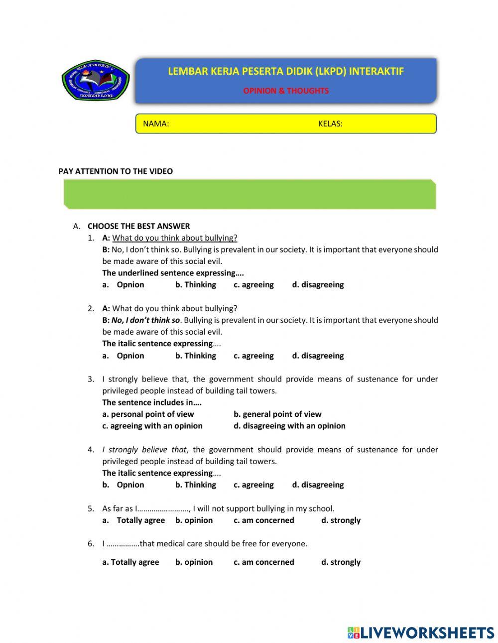 LKPD OPINION - THOUGHTS