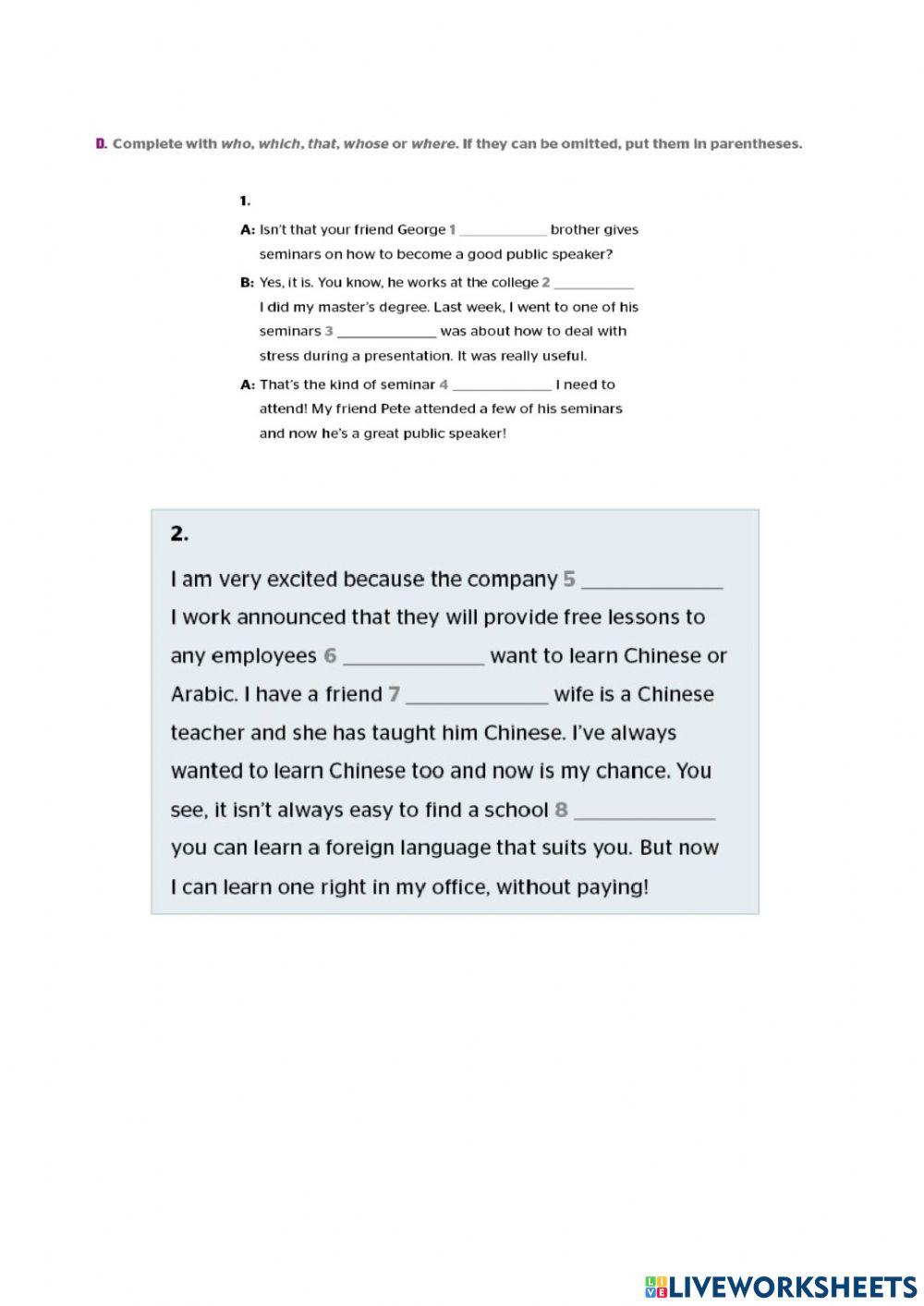 Pdf online worksheet: Let's practice | Live Worksheets