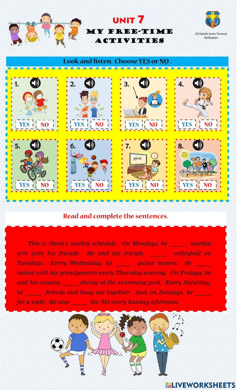 my-free-time-activities-interactive-worksheet-live-worksheets