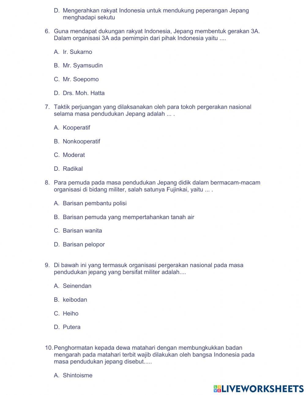 Bentuk perlawanan terhadap pendudukan jepang