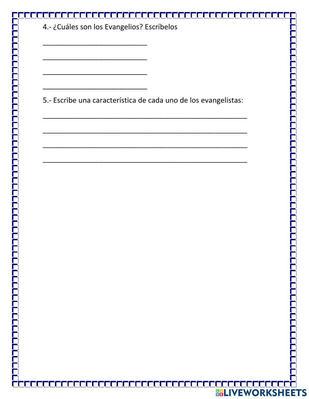 Evaluación bimestral de formación cristiana