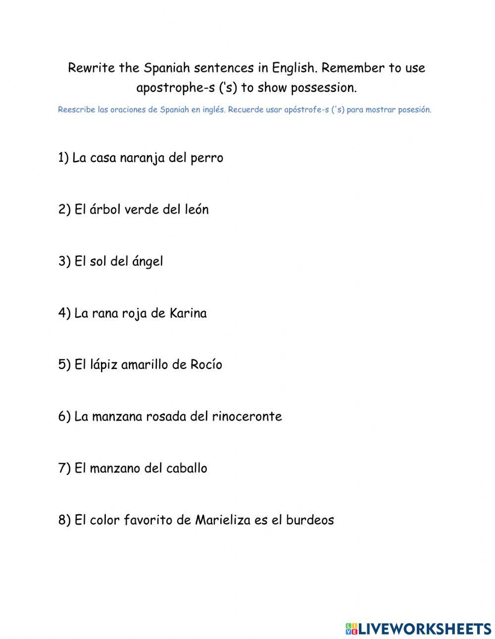 ESL apostrophes for possession