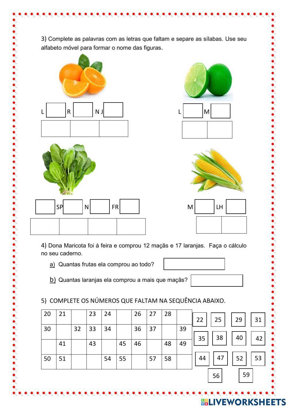 Sequência didática A cesta de Dona Maricota