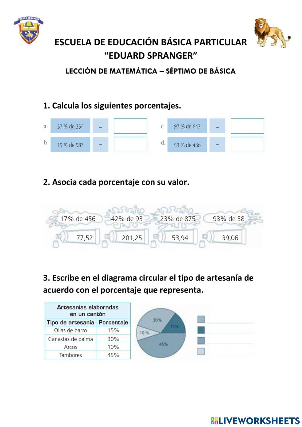 Leccion porcentajes y diagramas circulares