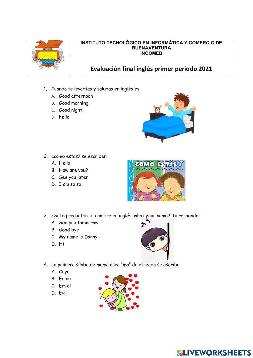Evaluación final de Inglés