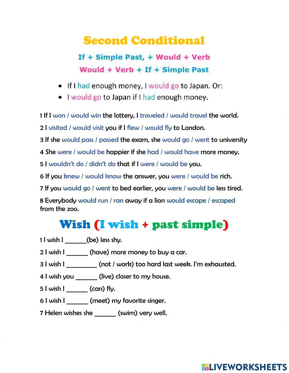 Second Conditional and Wish Quiz