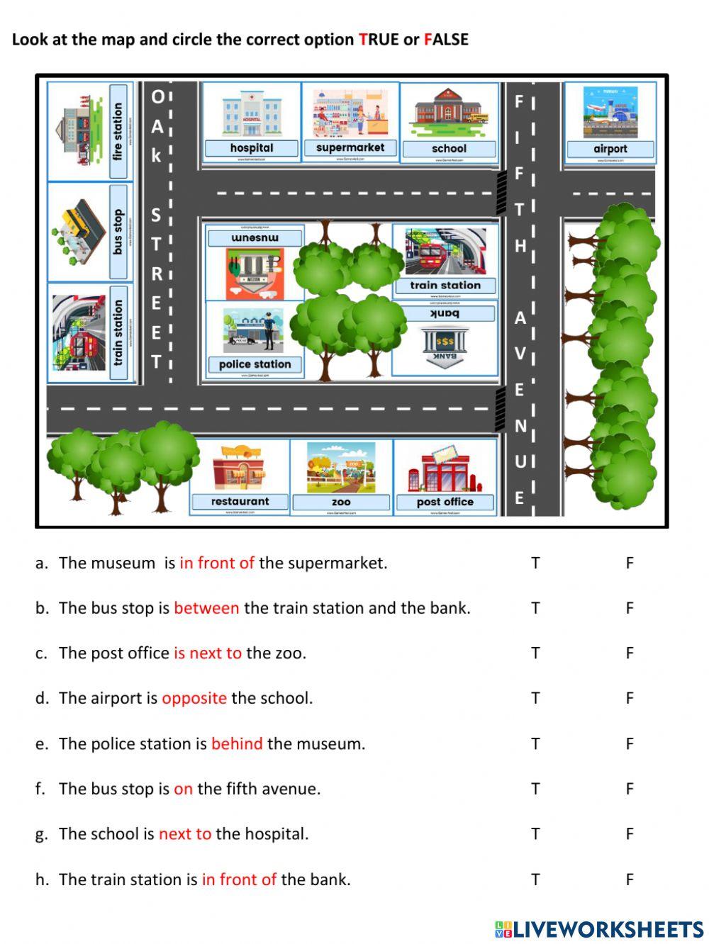 3° Quiz No.1 - Prepositions of places and Places of the city