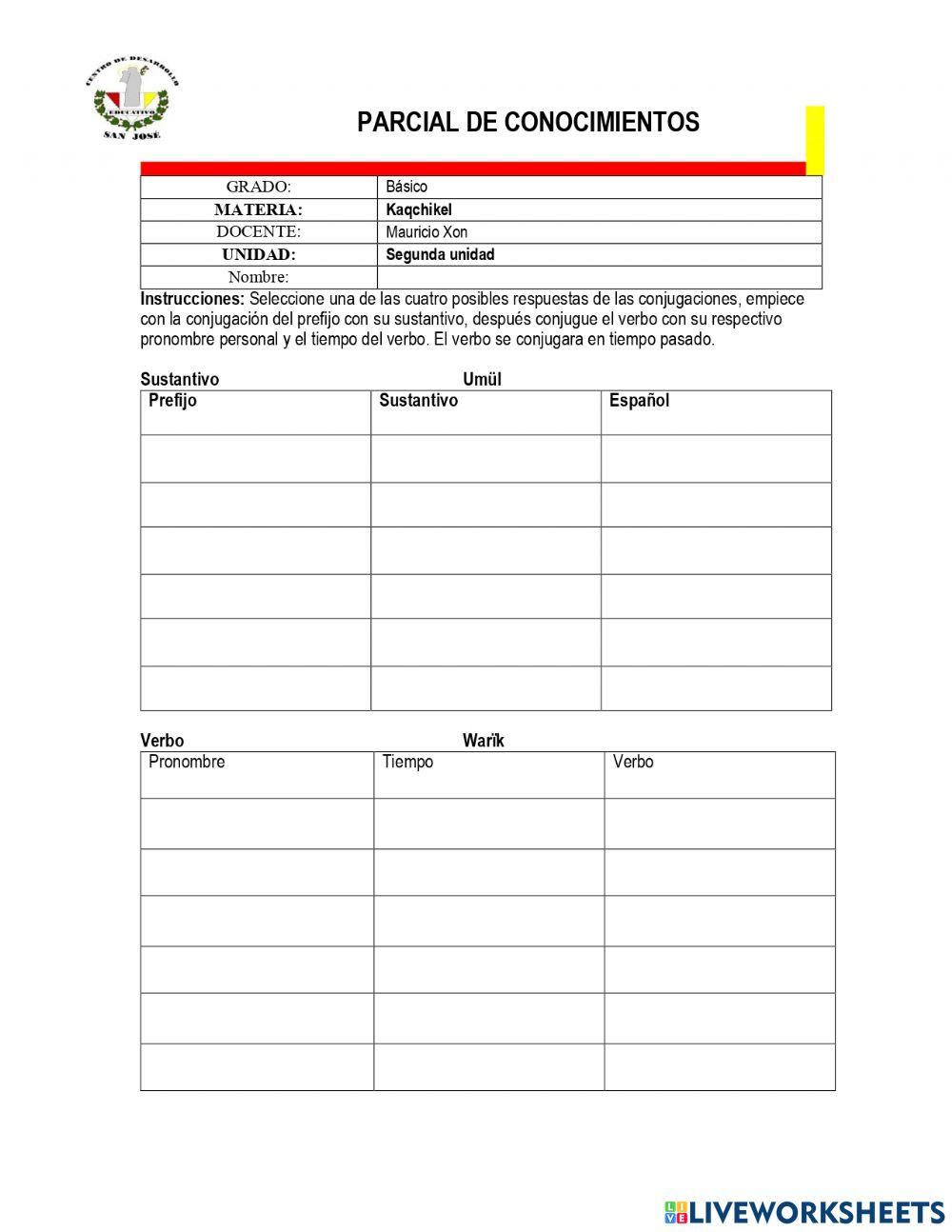 Sustantivo - verbo en kaqchikel