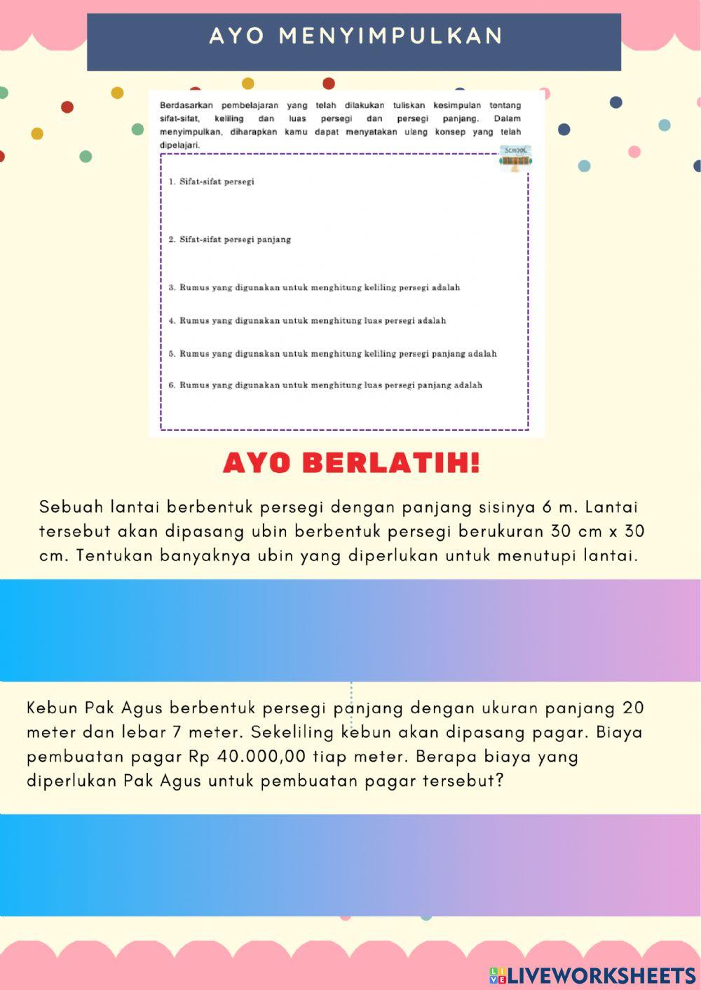 Keliling dan Luas Persegi dan Persegi Panjang