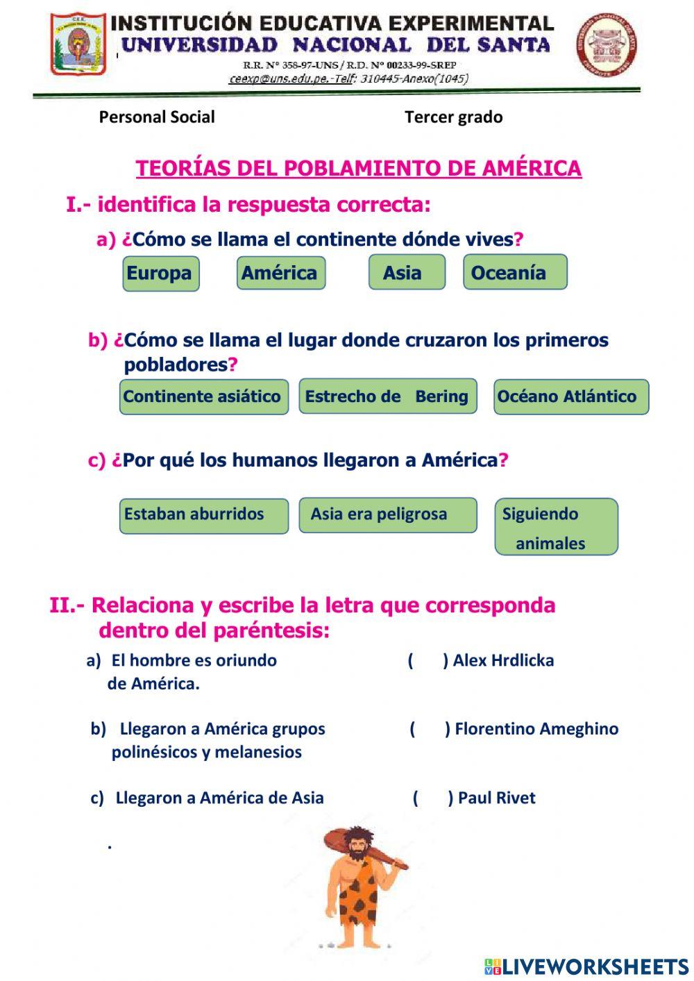 Teorias del poblamiento de america