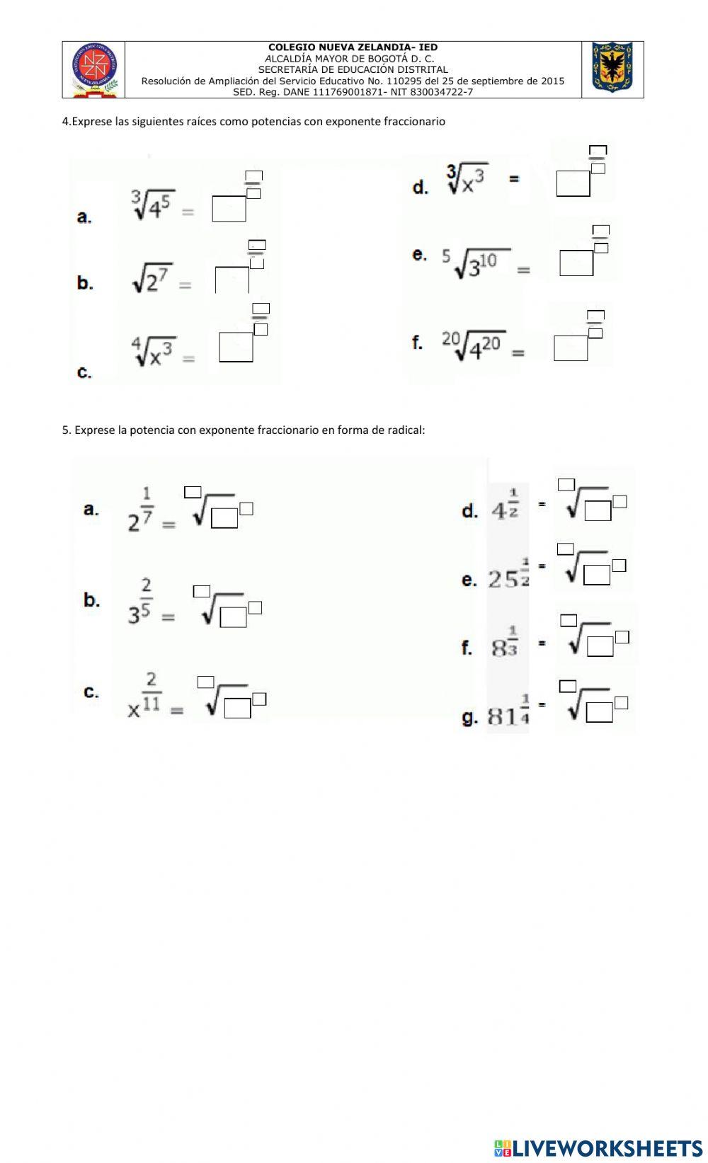Actividad 1: potenciacion y radicacion
