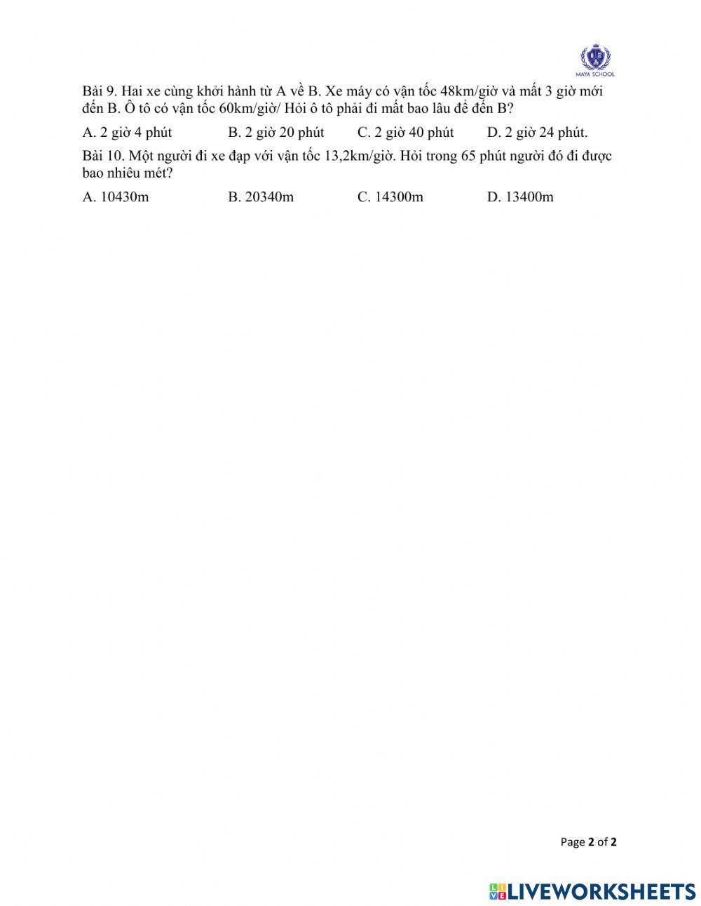 Toán 5 - 07.05.2021 - Ôn tập cuối năm