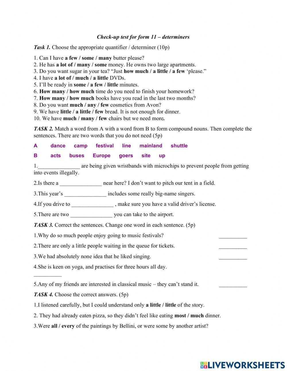 Check-up test for form11 on unit 10