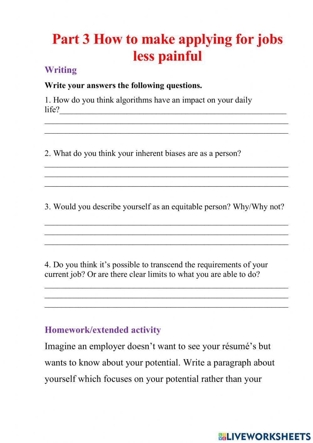 Part 3 How to make applying for jobs less painful