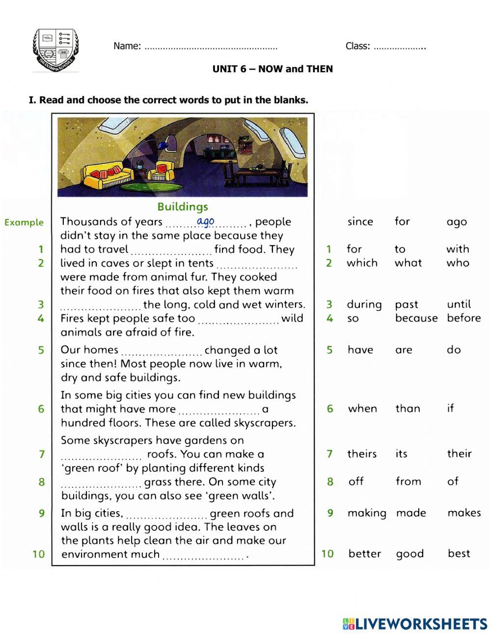 G4 u6 now and then revision worksheet live worksheets