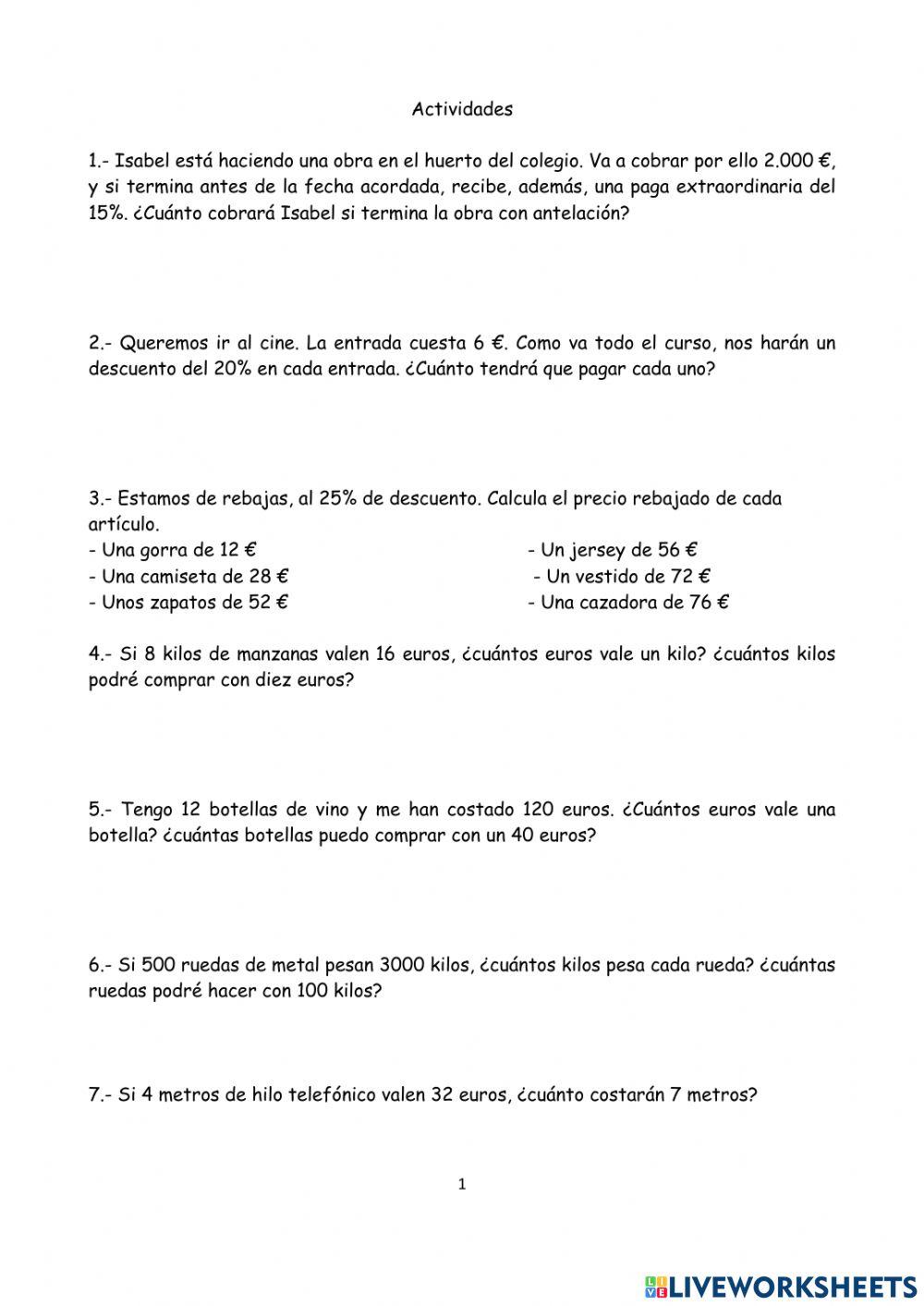 Porcentaje y poroporcionalidad