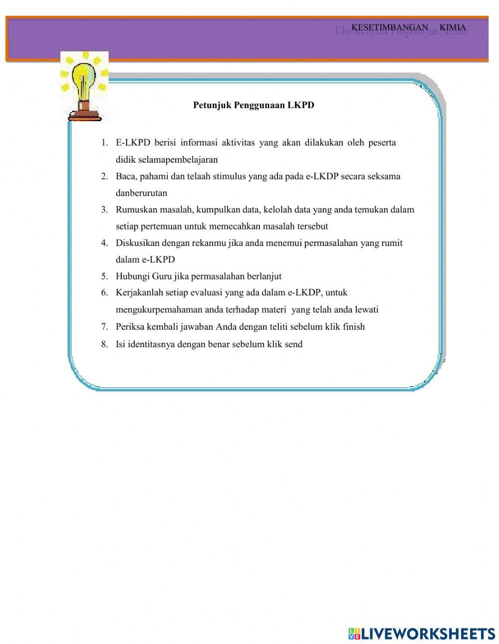 E-LKPD 1 kesetimbangan kimia