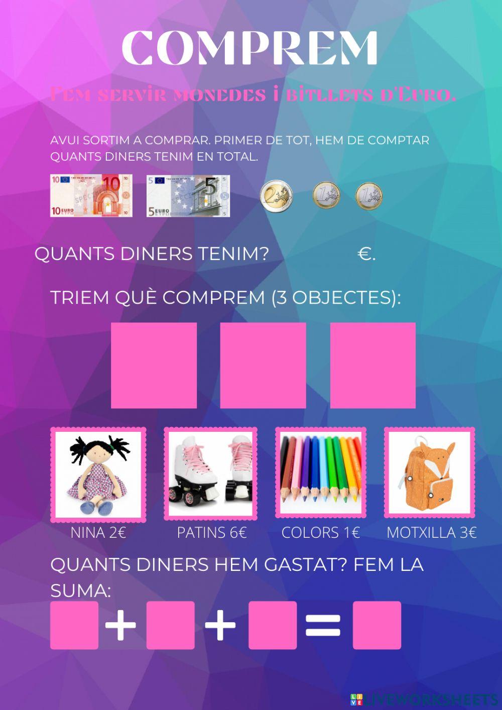 Comprem (1-20) | Free Interactive Worksheets | 981552