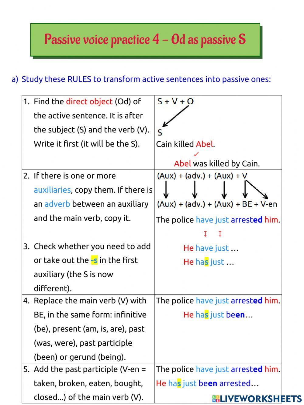 Passive voice tutorial 4 - Od as passive S