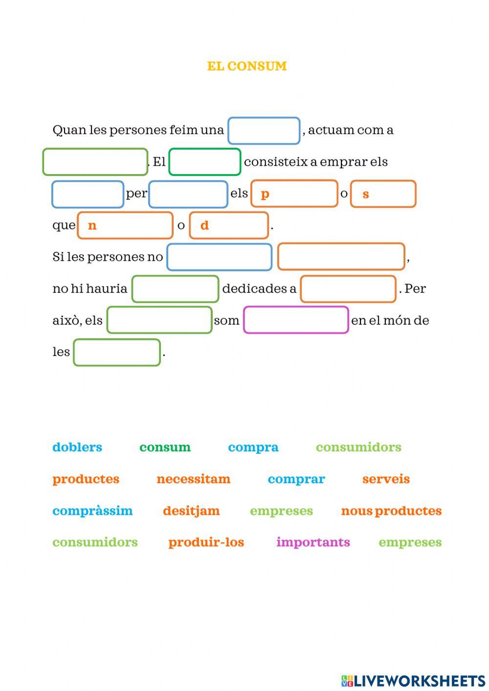 SOCIALS - EL CONSUM 2 (completa 1)