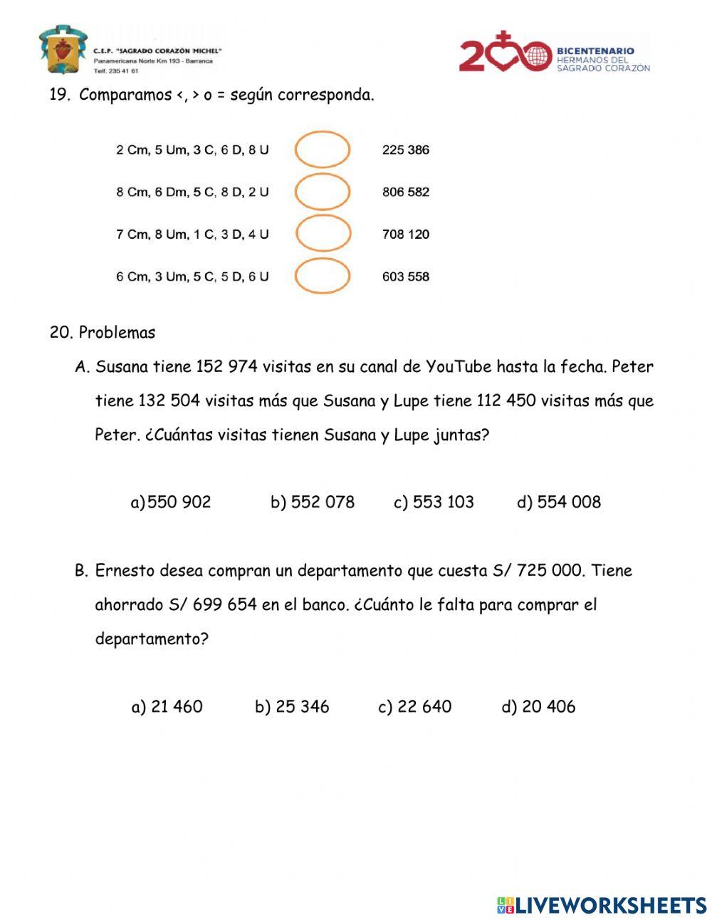 Examen bimestral de matemática