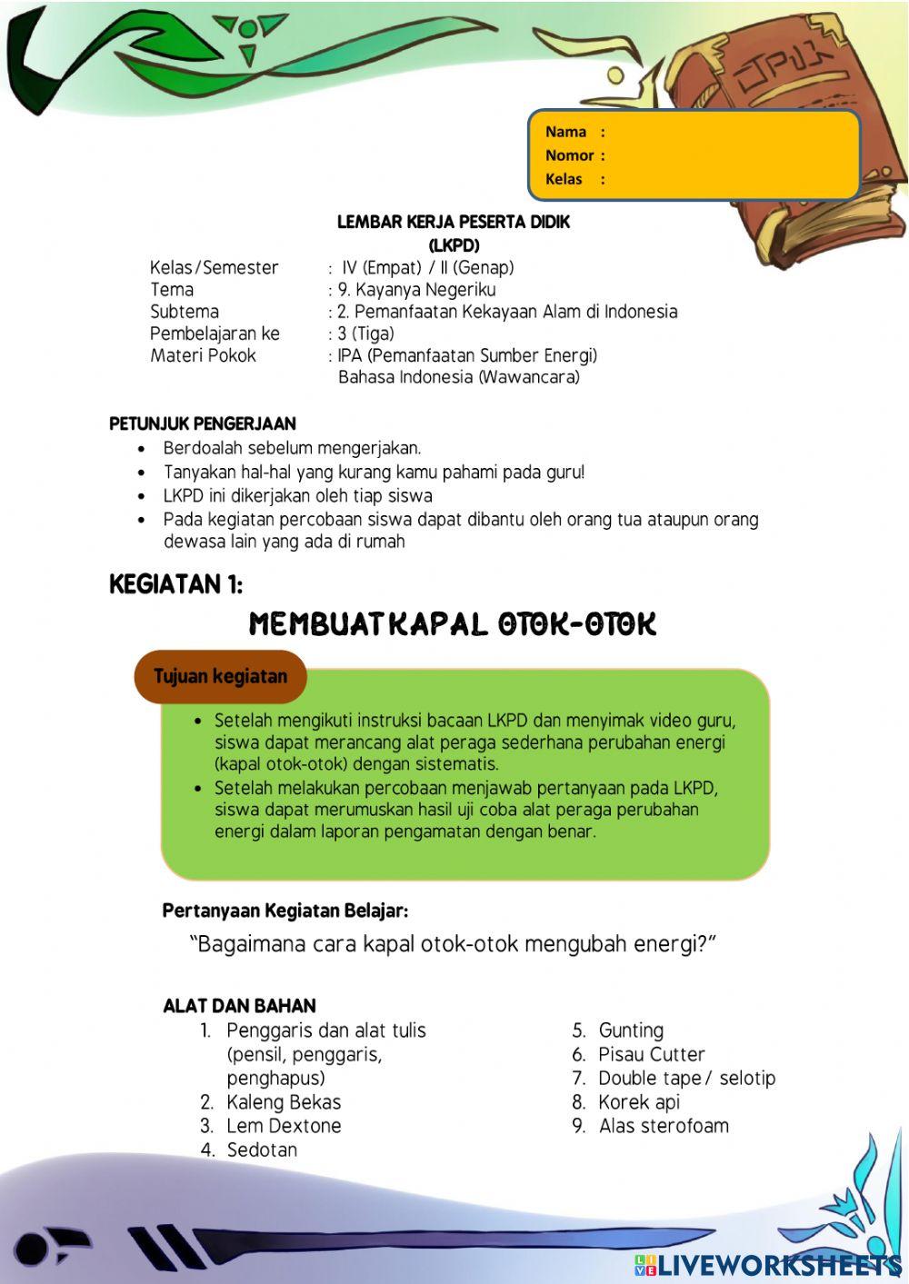 LKPD Kelas 4 Tema 9 Subtema 2 Pemb 3