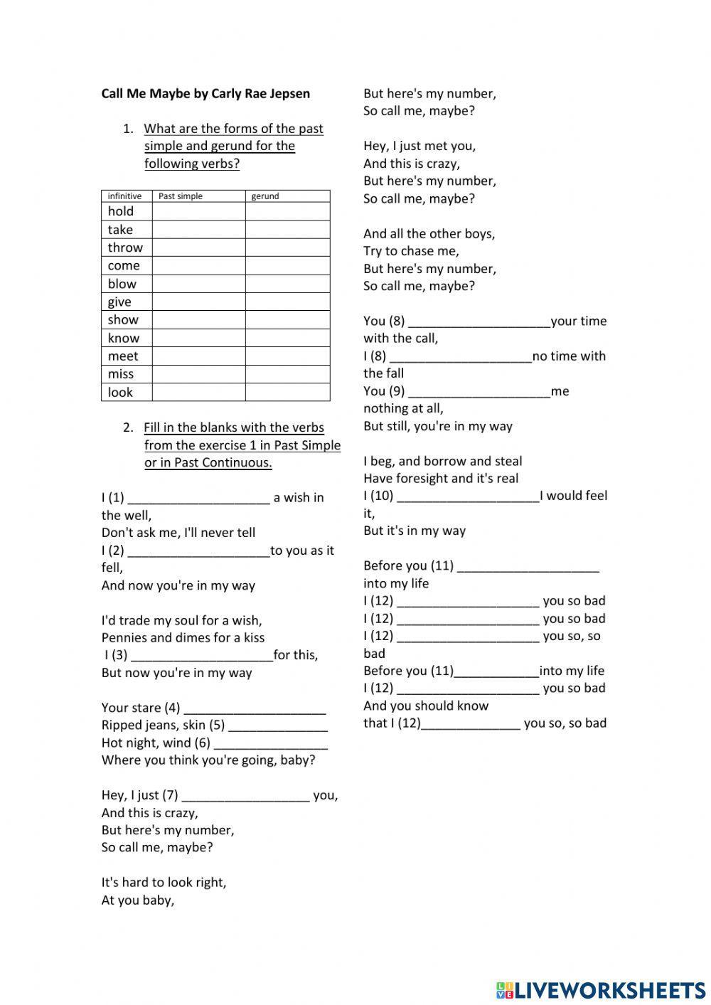 Song - Call me maybe Song - Call me maybe