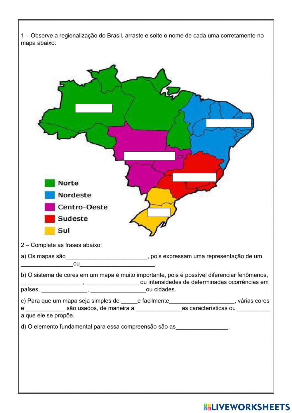 O sistema de cores e legendas do mapa