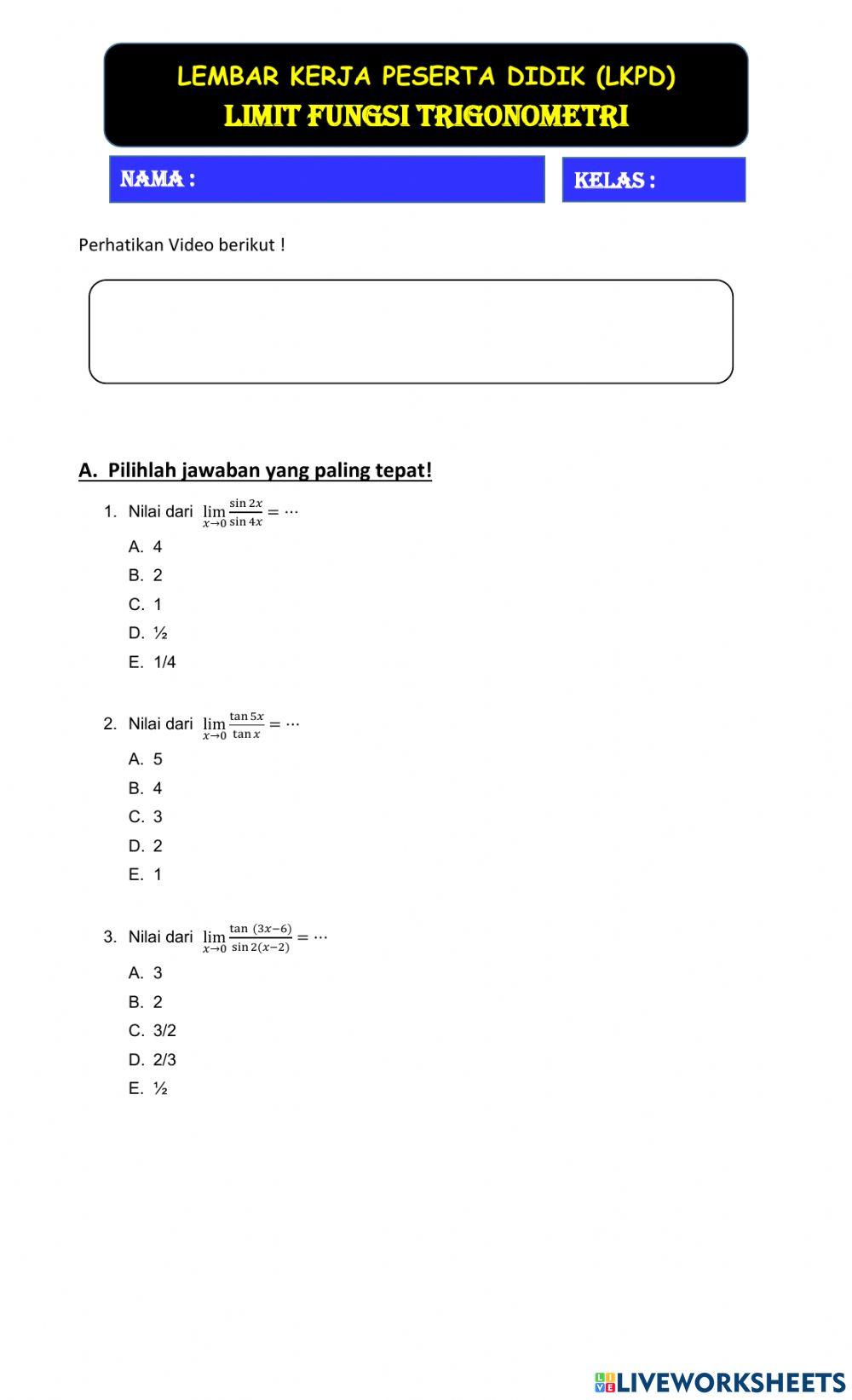 Limit Fungsi Trigonometri