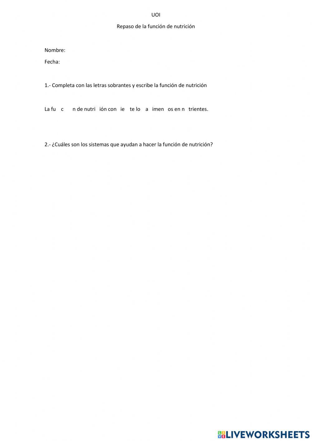 La función de nutrición