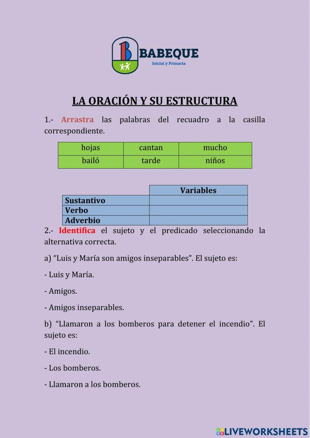 La oración y su estructura