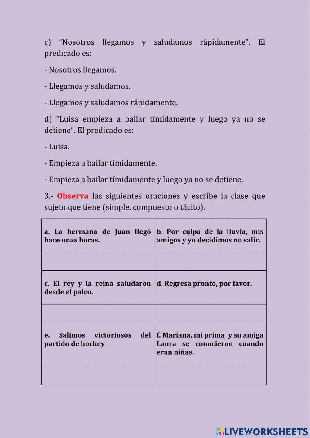 La oración y su estructura