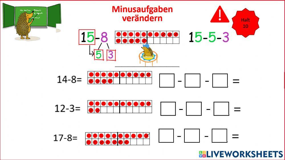 Minusaufgaben verändern