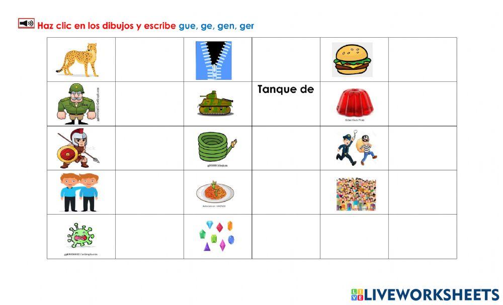 Gue-Ge: Ver dibujos y escribir SILABAS