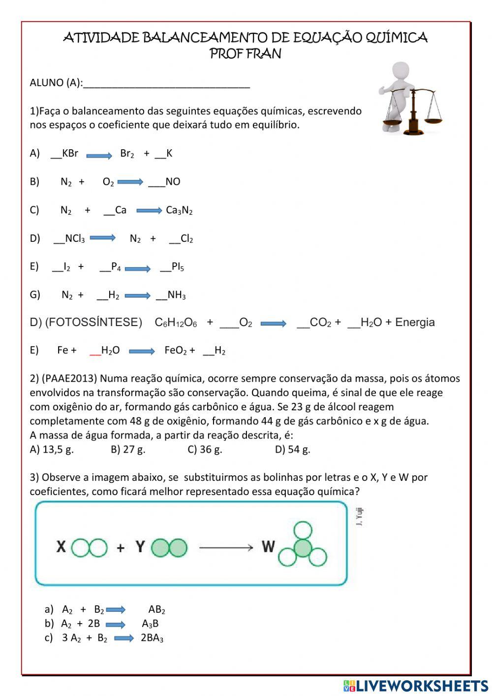 Balanceamento de equação química