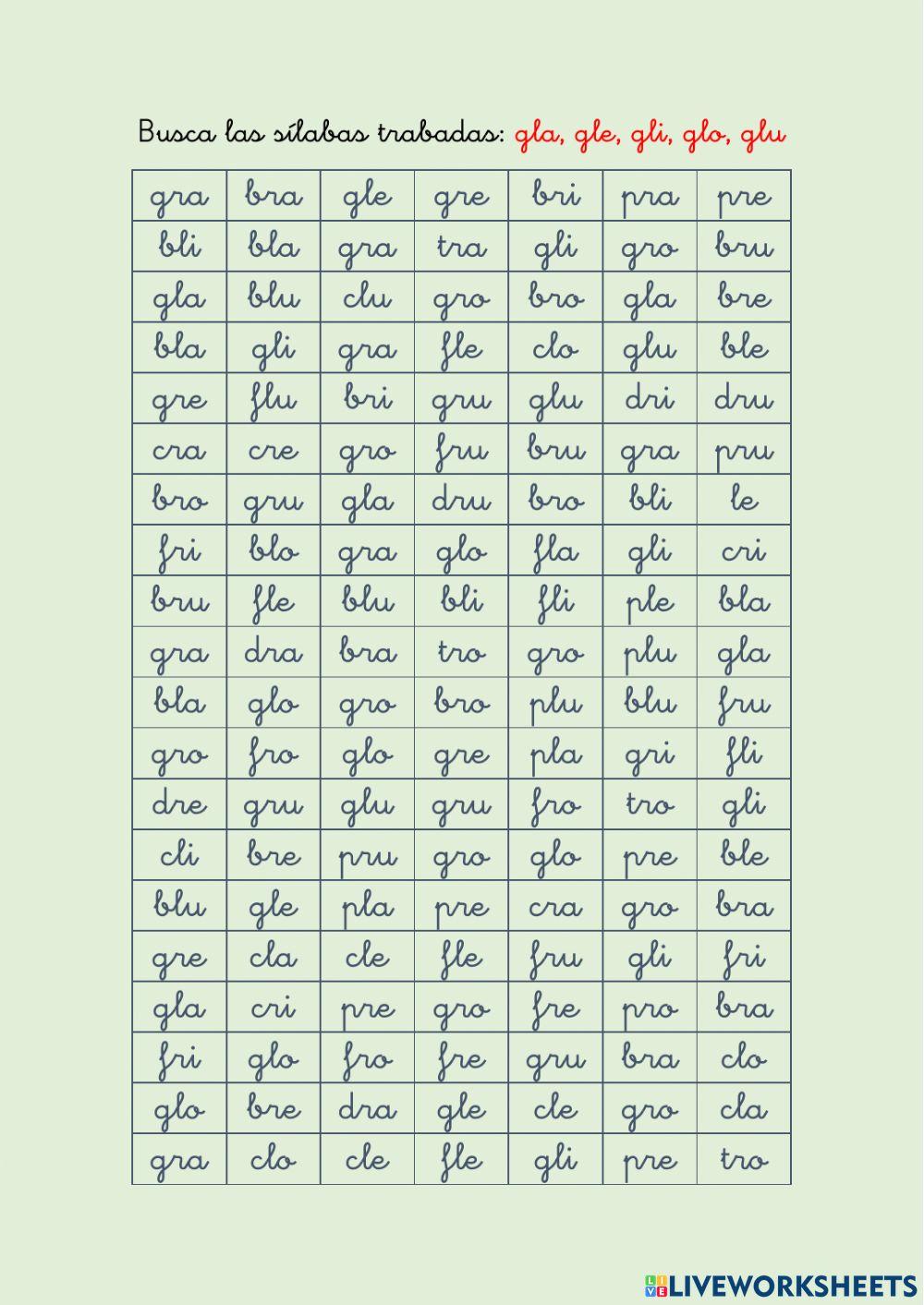 Grupos consonánticos GL