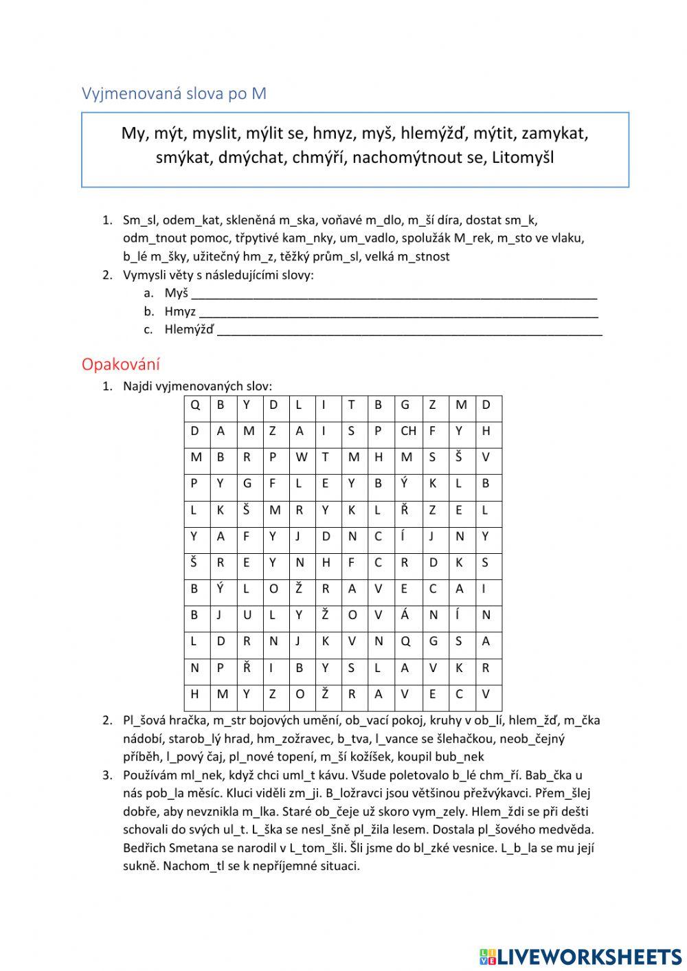 Vyjmenovaná slova 1