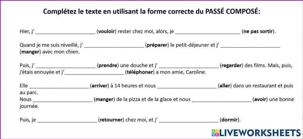 Texte au passé composé