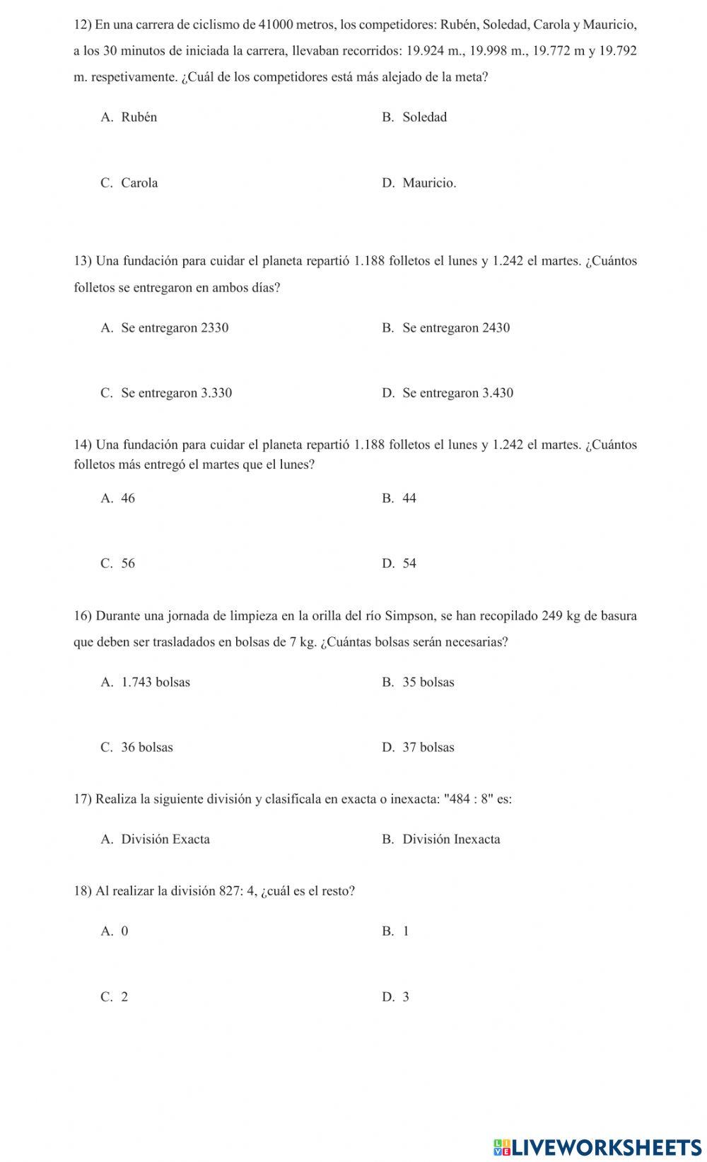 Números y operaciones